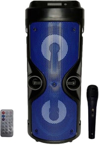 JBL Karaoke Bluetooth hangszóró LED fényekkel, FM rádióval, kék 1