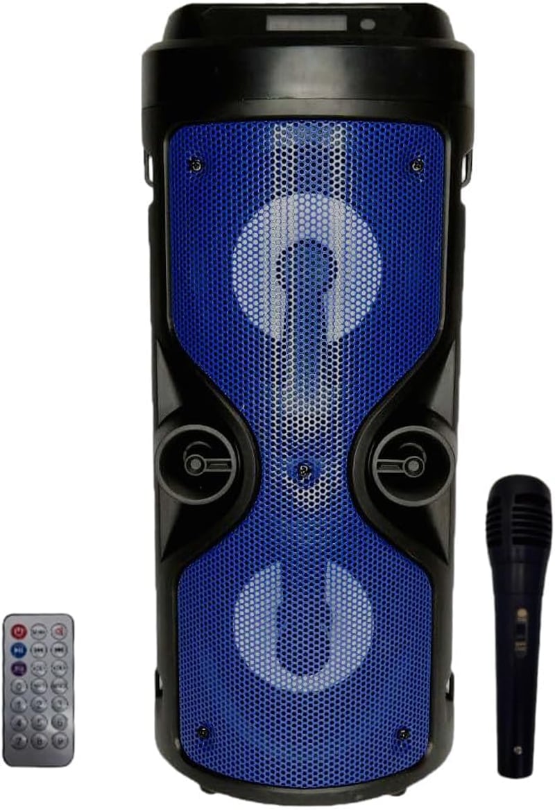 JBL Karaoke Bluetooth hangszóró LED fényekkel, FM rádióval, kék