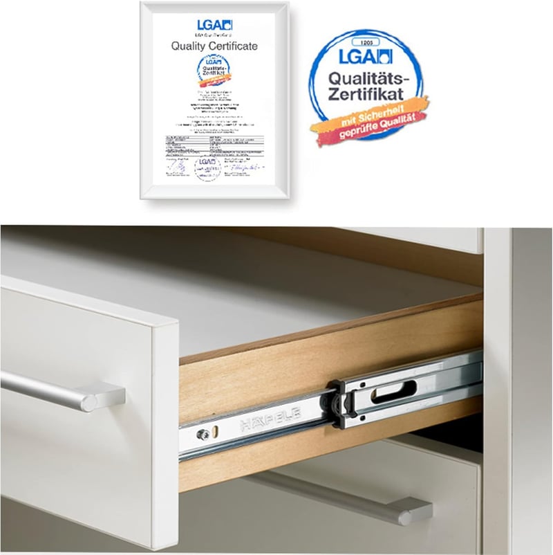 HAFELE 450mm-es görgős fiókcsúszó, teljes kihúzású, önbehúzó, csillapított