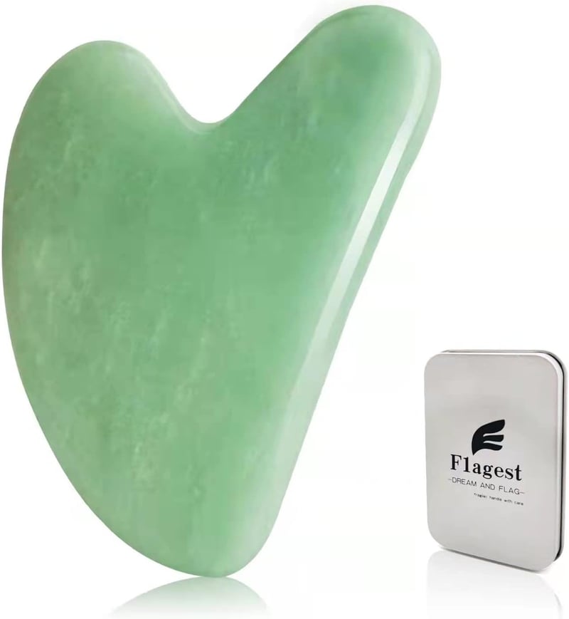 Jade Gua Sha szív alakú arcmasszírozó kő - Ránctalanító, akupunktúrás eszköz