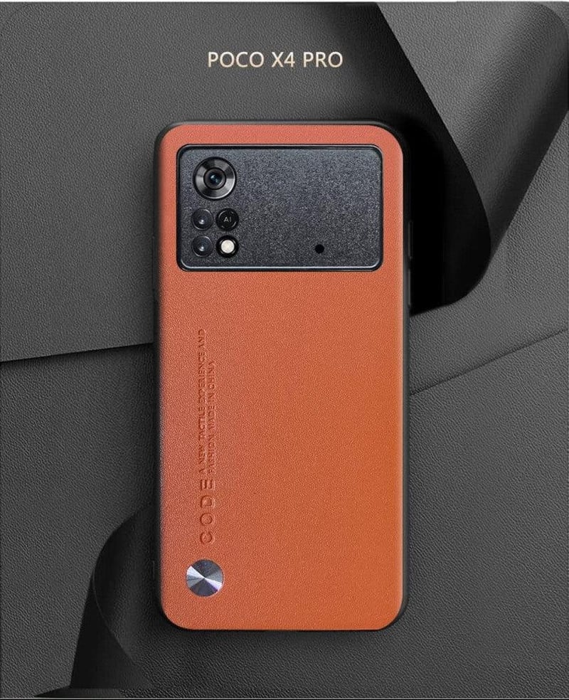 Poco X4 Pro 5G narancssárga műbőr tok kameravédővel