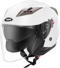YEMA YM-627 Motoros Sisak Matt Fekete ECE Homológ Dupla Napellenzővel Roller Chopper Bukósisak Férfi Női Felnőtt - XL, White 1