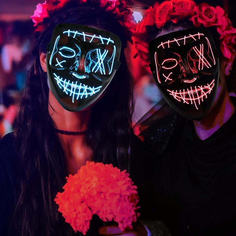 LED-es Halloween Purge maszk, 3 világítási móddal