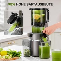 AMZCHEF Automata Gyümölcs- és Zöldségprés 250W - Széles 135mm Adagolónyílás, 1,8L Kapacitás, Hármas Szűrőrendszer, Hidegpréselés, Csendes Mo 4
