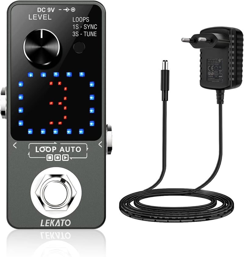 LEKATO Triple Looper Gitáreffekt Pedál - 18 Perces Felvételi Idő, Szinkronizált Rögzítés, Korlátlan Overdub, USB Csatlakozás, Hangoló Funkci