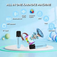 Joycome Gyermek Karaoke Gép 2 Mikrofonnal - Bluetooth Hordozható Rendszer Hangeffektekkel, LED Fényekkel, 3-18 Éves Fiúknak, Lányoknak, Kék 2