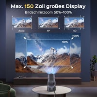 AUBOR MENTECH 4K Mini Projektor Beépített Akkumulátorral - WiFi 6, Bluetooth 5.2, Android OS, 150" Kijelző, Automatikus Keystone Korrekció,  12