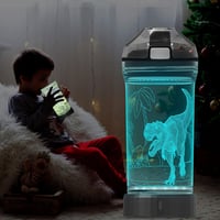 Lightzz Dinoszaurusz Gyerek Kulacs 3D LED Világítással - 14oz/397ml BPA-mentes Tritan - Iskolai, Túra, Kemping Ivópalack Fiúknak 3-15 Évesek 4