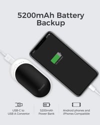 OCOOPA Újratölthető Kézmelegítő, 5200 mAh, 2 db, Alumínium, 3 Hőfokozat, Powerbank Funkcióval, Fekete, Kültéri Sportokhoz, Raynaud Szindrómá 5