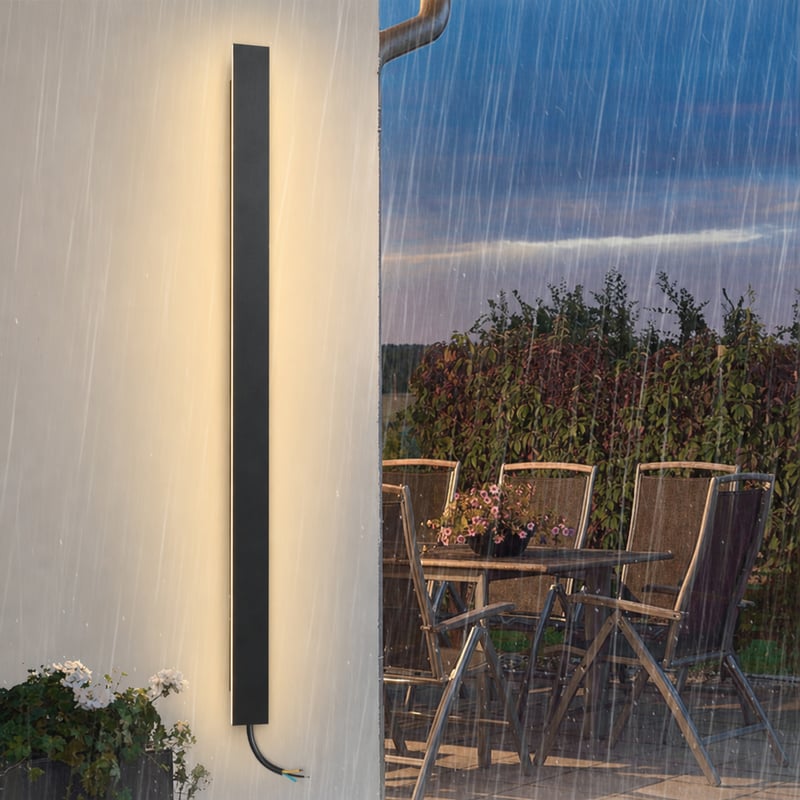Lampă de perete exterioară LED YUEEU 120 cm, neagră, IP65 impermeabilă, 3000K — defectă, funcționează parțial: punct de conexiune rupt (stare: vezi a doua fotografie)