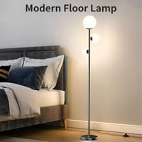 CRLL Modern Állólámpa Nappali Szobába - 18W, 3 Színhőmérséklet, 3 G9 Izzó, Lábkapcsoló, Szembarát Fehér Ernyő, Fekete Kivitel, Hálószobába,  5