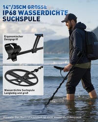 Hazlewolke Professzionális Fémdetektor 14" Vízálló DD Keresőtekerccsel - 33 cm Keresési Mélység, 4 Üzemmód, Pinpoint Funkcióval, Fémkereső F 8