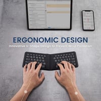 Perixx PERIBOARD-805 Ergo Összehajtható Bluetooth Billentyűzet - Ergonomikus V-alakú Kialakítás - iOS, Android, Windows Kompatibilis - Ultra 4