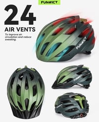 FUNWICT Könnyű Kerékpáros Bukósisak Felnőtteknek - L Méret Állítható MTB Hegyi Biciklis Sisak Levehető Napellenzővel, 57-61 cm, Sötétzöld 4