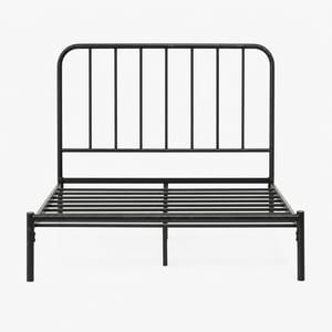 Čierny kovový rám postele 90x190 cm, jednolôžková posteľ s roštom, úložný priestor s výškou 35 cm, používaná, s ošúchanou farbou