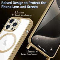 CaseLover iPhone 15 Pro arany mágneses nyakpántos tok, ütésálló kameravédelem 4