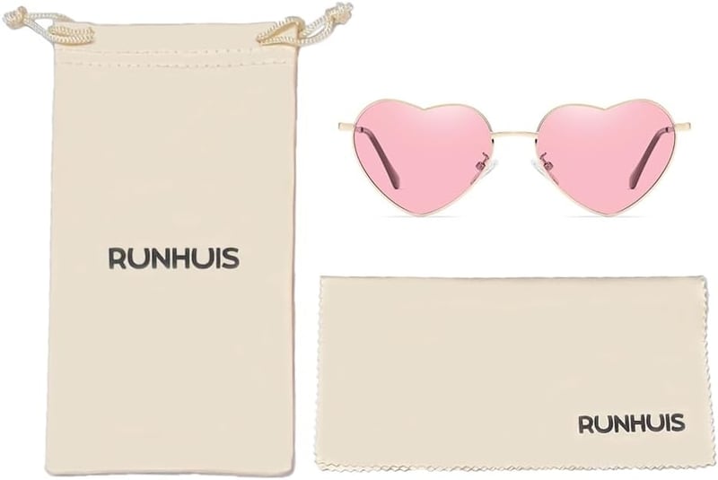 RUNHUIS Arany Szív Alakú Napszemüveg - Polarizált, UV400, Unisex Fesztivál Szemüveg