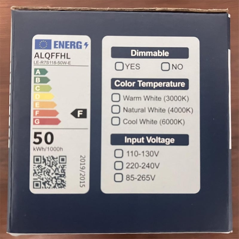 ALQFFHL R7S LED lámpa 118mm, szabályozható, 50W, 3000K meleg fehér, 4000lm, halogén helyettesítő
