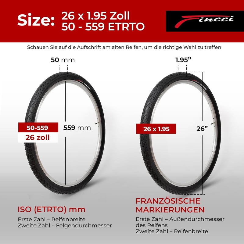 Fincci 26 x 1.95 Slick Kerékpár Gumi Szett Schräder Szelepes Belsőkkel, 3mm Defektvédelemmel - Városi, Országúti, MTB és Hibrid Biciklikhez