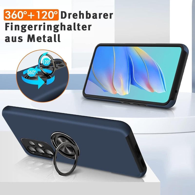 Samsung Galaxy A53 5G ütésálló tok 360°-os gyűrűs állvánnyal - Tengerkék