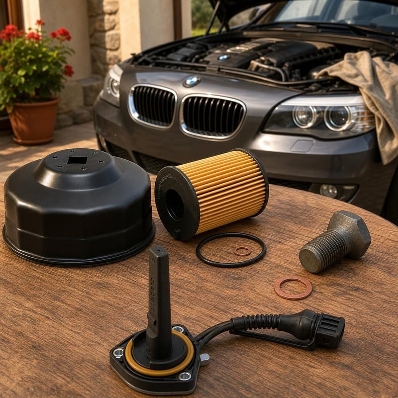 Set za izmjenu ulja BMW: 1x ključ 80-82mm + 1x filter ulja s O-prstenom + 1x vijak + 1x senzor razine