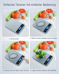 Drcowu Digitális Konyhai Mérleg 15kg - Vízálló LCD Kijelzős Ételmérleg 1g Pontossággal, Rozsdamentes Acél, Érintőgombos Tára Funkcióval 4