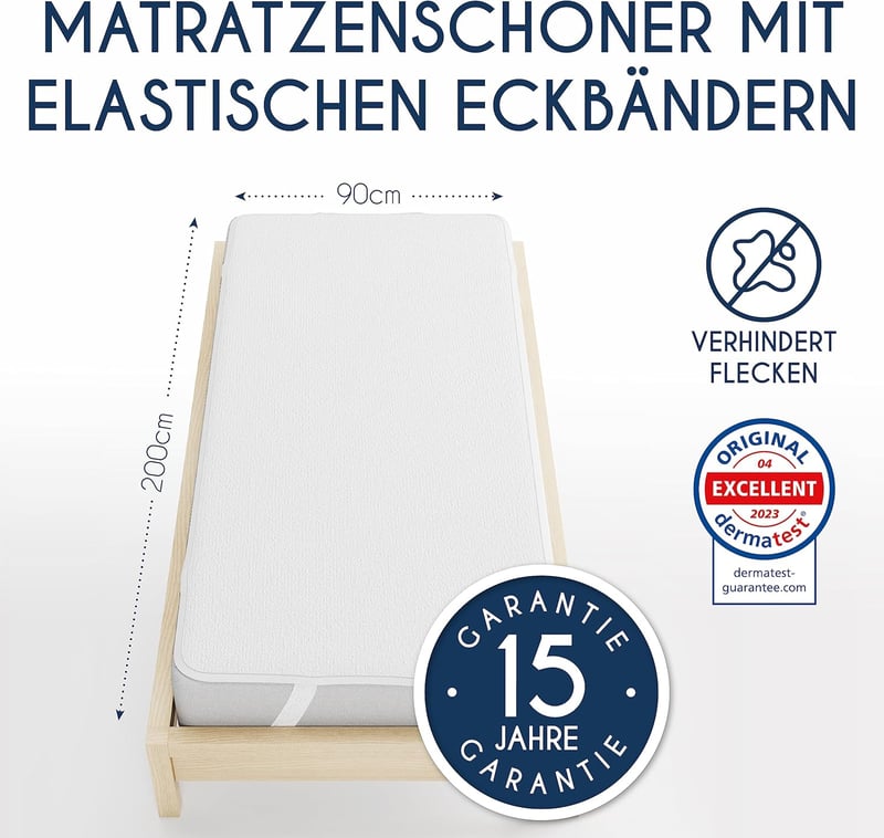 Dreamzie Vízhatlan Matracvédő 90x200 cm - 2 db-os Szett, Oeko-Tex Tanúsított, Légáteresztő Pamut-Poliészter, 28 cm Magasságig, Mosható