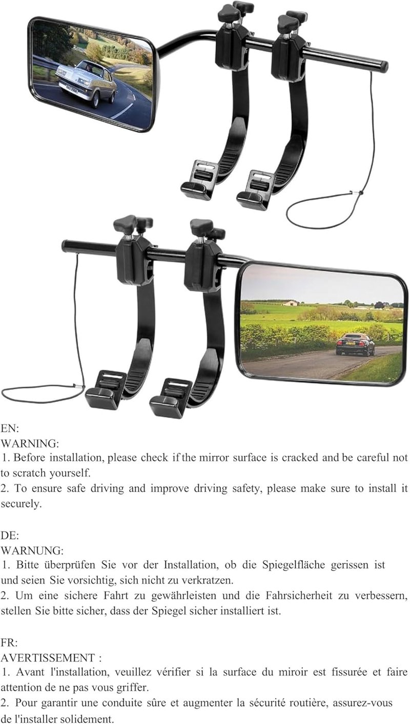 SUPAREE Univerzális Lakókocsi Tükör Szett - 360° Forgatható Domború Kiegészítő Visszapillantó, Állítható, 2 db