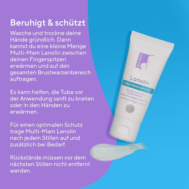 Multi-Mam Lanolin Bimbóápoló Krém - 100% Természetes Védelem Száraz és Berepedezett Mellbimbókra - Íz- és Illatmentes - 30 ml