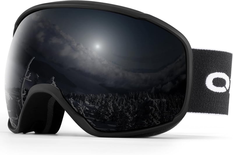 Odoland Fekete gömb alakú sí és snowboard védőszemüveg UV védelem páramentes lencse sisakhoz tükrös felnőtt