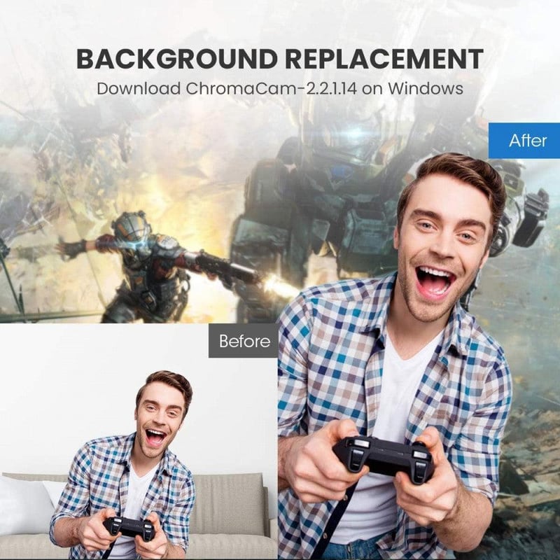 Webkamera HD 1080P Mikrofonnal és Fedéllel - Streameléshez, Játékhoz