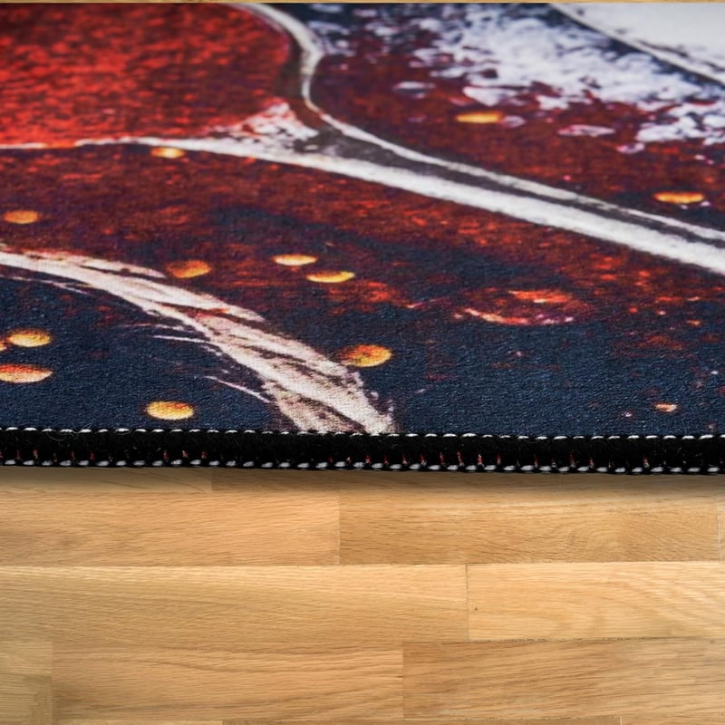 Miqna modern fekete konyhai szőnyeg, csúszásgátló géllel, mosható (140x190 cm)