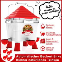 INNOLAND Automata Baromfi Etető és Itató Készlet, 6kg/8,5L, 4 Adagolónyílással, Állítható Lábakkal, Csirkéknek, Kacsáknak 2