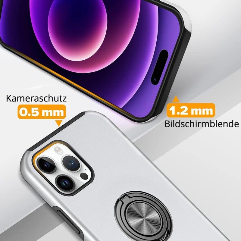 Apple iPhone 14 Pro Szürke Mágneses Gyűrűs Szilikon Védőtok