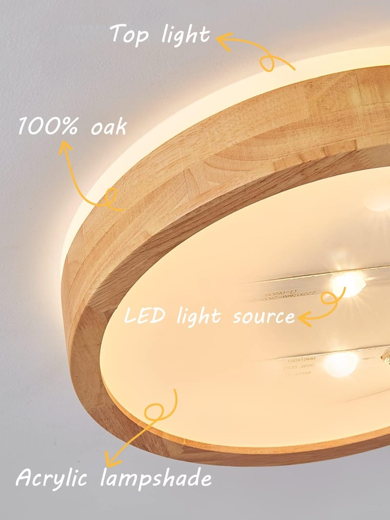 Baerolc Fa LED Mennyezeti Lámpa 40cm - Távirányítós, Fényerőszabályozható, 32W, 3000K-6000K, Kerek Világítás Hálószobába, Irodába, Konyhába