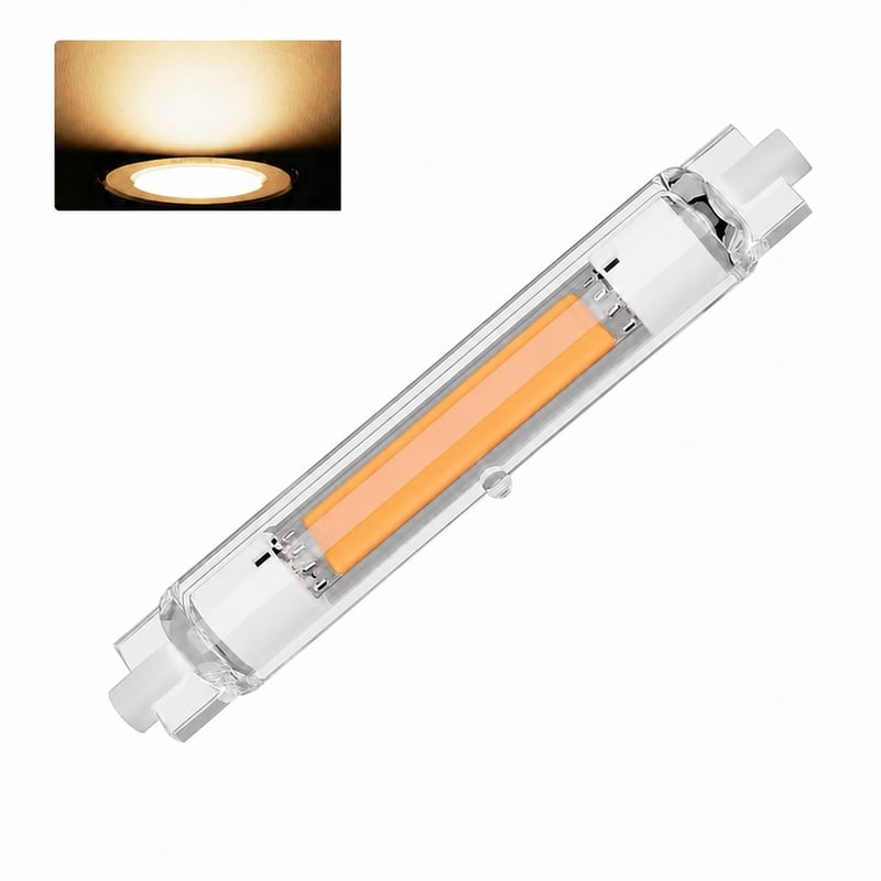 Bec LED ZJZG R7S 118 mm 30W COB, reglabil (dimabil), alb cald 3000K, 3000LM, înlocuitor pentru halogen de 300W, fără pâlpâire, 360°, 230-240V, 1 buc.