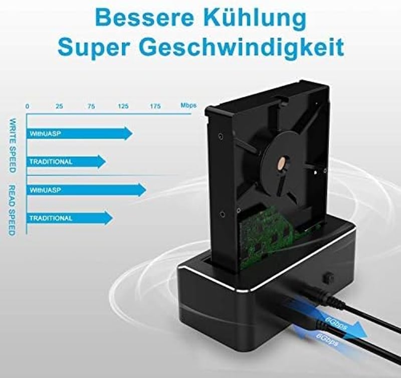 RSHTECH Alumínium USB 3.0 HDD/SSD Dokkoló 2.5" és 3.5" SATA Meghajtókhoz, SD/TF Kártyaolvasóval, 16TB-ig
