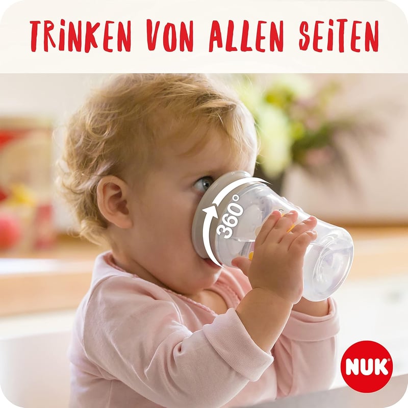 NUK Magic Cup Tanulópohár | 230 ml | Szivárgásmentes 360° Ivóperem | 8+ Hónapos Kortól | BPA-mentes | Piros | 2 db-os Csomag