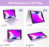 iPad 10.2 360°-os Bluetooth billentyűzetes tok, 7 színű háttérvilágítással - 9./8./7./6. generációs iPadhez (Lila) 4