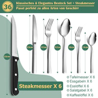 HaWare 72 részes rozsdamentes acél evőeszköz készlet steakkéssel, modern kalapált nyéllel, 12 személyes 2
