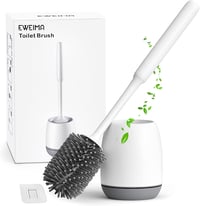 EWEIMA Szilikon WC Kefe Gyorsszáradó Tartóval - Falra Szerelhető és Álló Kivitel, Sűrű Sörtékkel, Ergonomikus Fogantyúval, Szürke 1