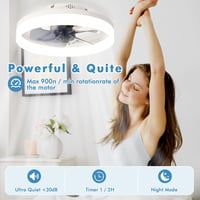 MOSSCO Mennyezeti Ventilátor LED Világítással - Távirányítós, Szabályozható Fényerő, 3 Színhőmérséklet, 6 Fokozat, Csendes Működés, Fehér, 4 4