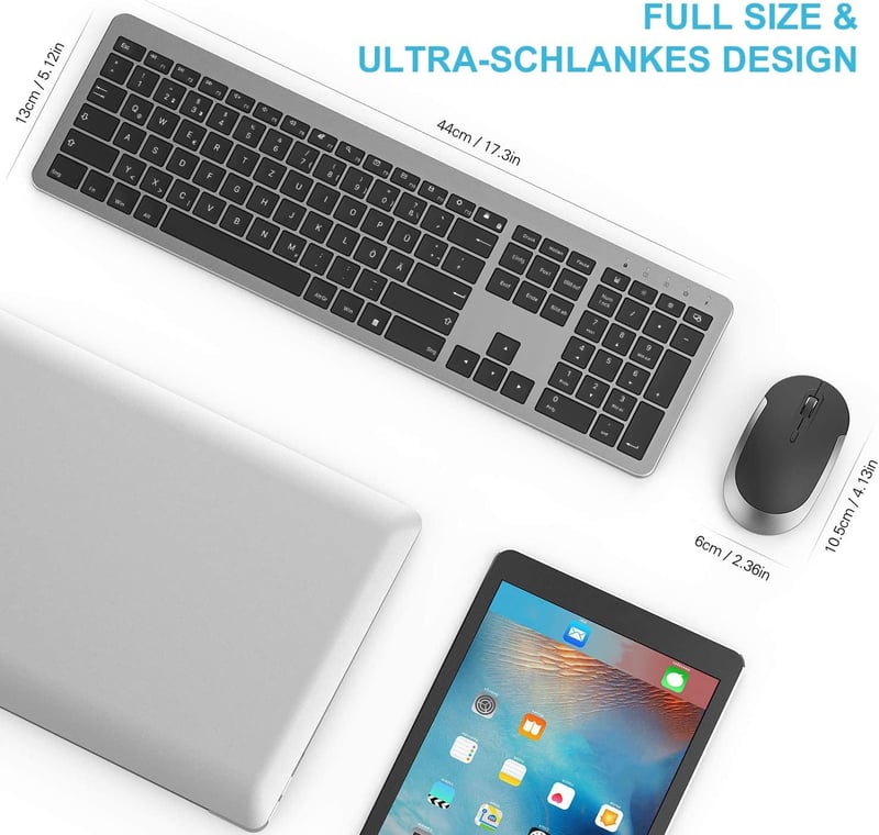 seenda SK38-3 Vezeték Nélküli Billentyűzet-Egér Szett, Ultravékony Tölthető, Ergonomikus, Szilikon Porvédővel, PC/Laptop/Smart TV Kompatibil