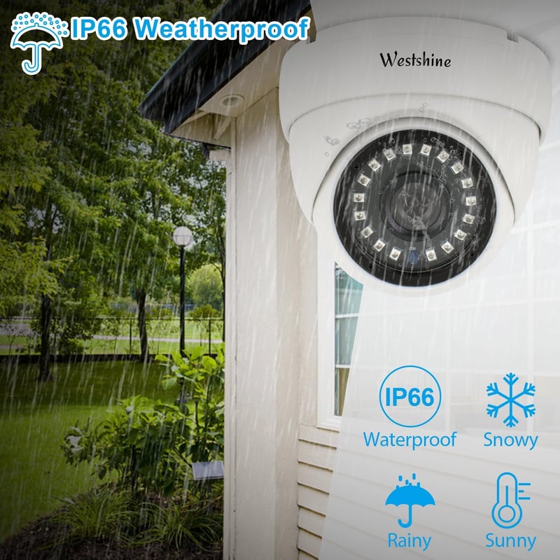 WESTSHINE 1080P Kültéri Biztonsági Dóm Kamera - 4-in-1 Kompatibilitás, 2.8mm Széles Látószög, 65 Láb Éjjellátó, IP66 Vízálló, Fém Ház