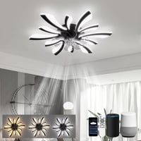 LJX Okos Mennyezeti Lámpa Ventilátorral 78 cm - Alexa és Google Kompatibilis, Csendes DC Motor, Szabályozható Fényerő, Téli/Nyári Üzemmód, F 1
