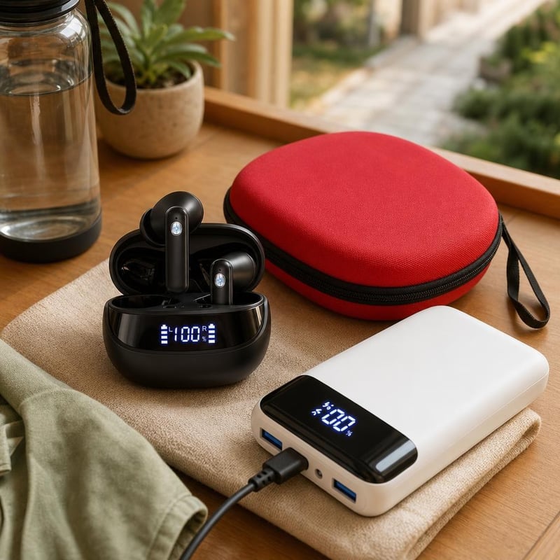 Sport paket za glazbu: Bluetooth slušalice + tvrda torbica + 20 000 mAh power bank