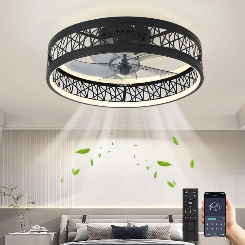 MiiR Modern Mennyezeti Ventilátor LED Világítással - 60W Távirányítós Csendes Lámpa, 6 Sebességgel, Fényerőszabályzós, Nappali és Hálószoba,
