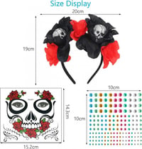 Halloween Szett: Fejpánt és Arc Tetoválás Strasszokkal - Unisex 7