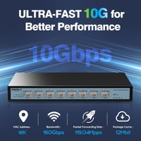SODOLA 10G Menedzselhető Hálózati Switch 8 SFP+ Porttal - Fali, Ventilátor Nélküli, 160G Sávszélesség, VLAN/QoS/LACP Támogatás, NAS/Szerver  3