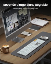 ProtoArc KM100-A Vezeték Nélküli Háttérvilágítású Billentyűzet és Egér Szett MacBookhoz - Bluetooth AZERTY Fehér Kompatibilis iPhone, iPad,  3
